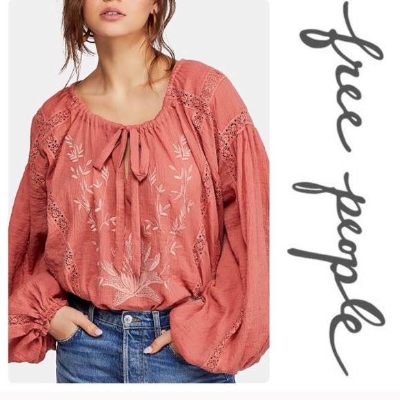 Free People Tops - Free People Embroidered Blouse